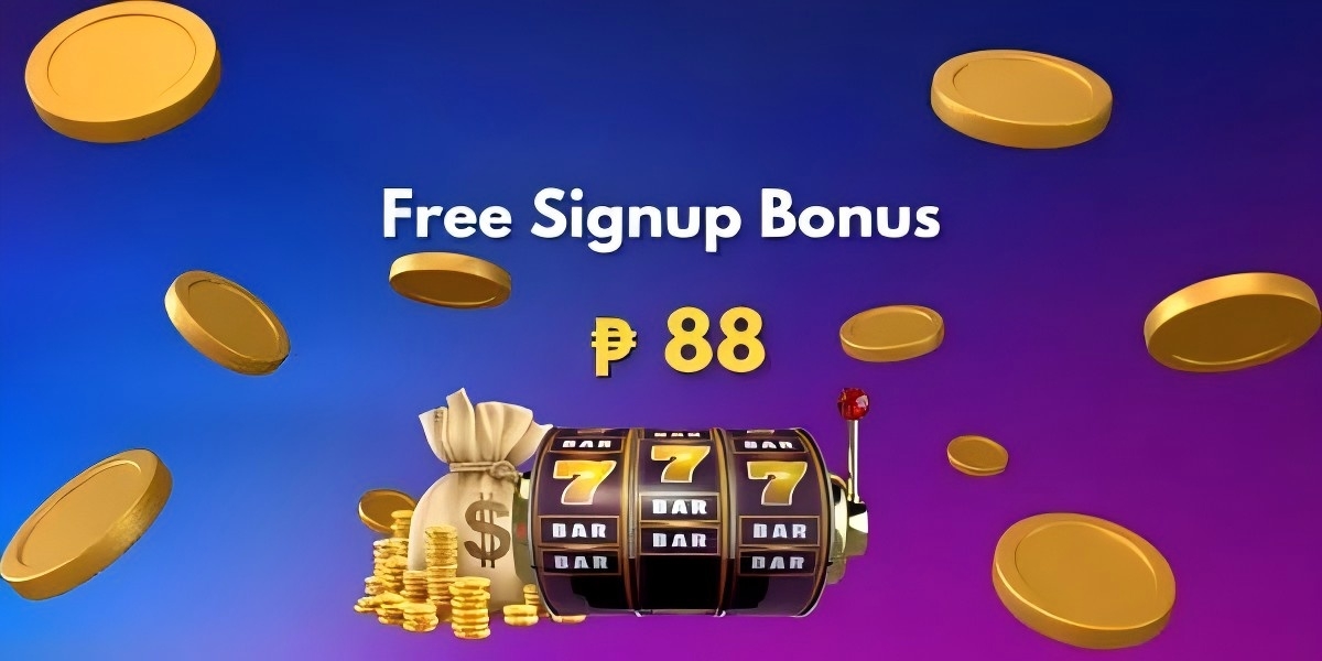 Welcome banner with golden coins and slot reels
